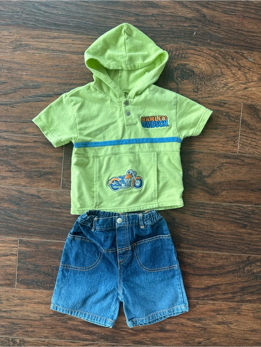 Harley-Davidson Lime Green Baby Hoodie with Logo Tag